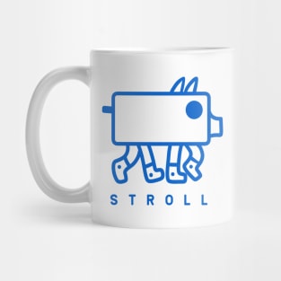 Minimalist, geometric design of a cute weird pig in blue ink Mug